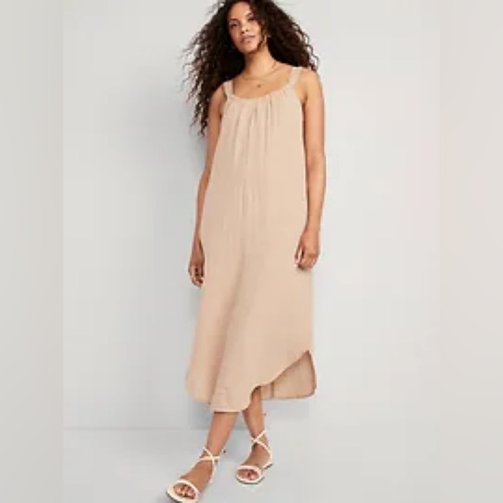 Sleeveless linen midi dress